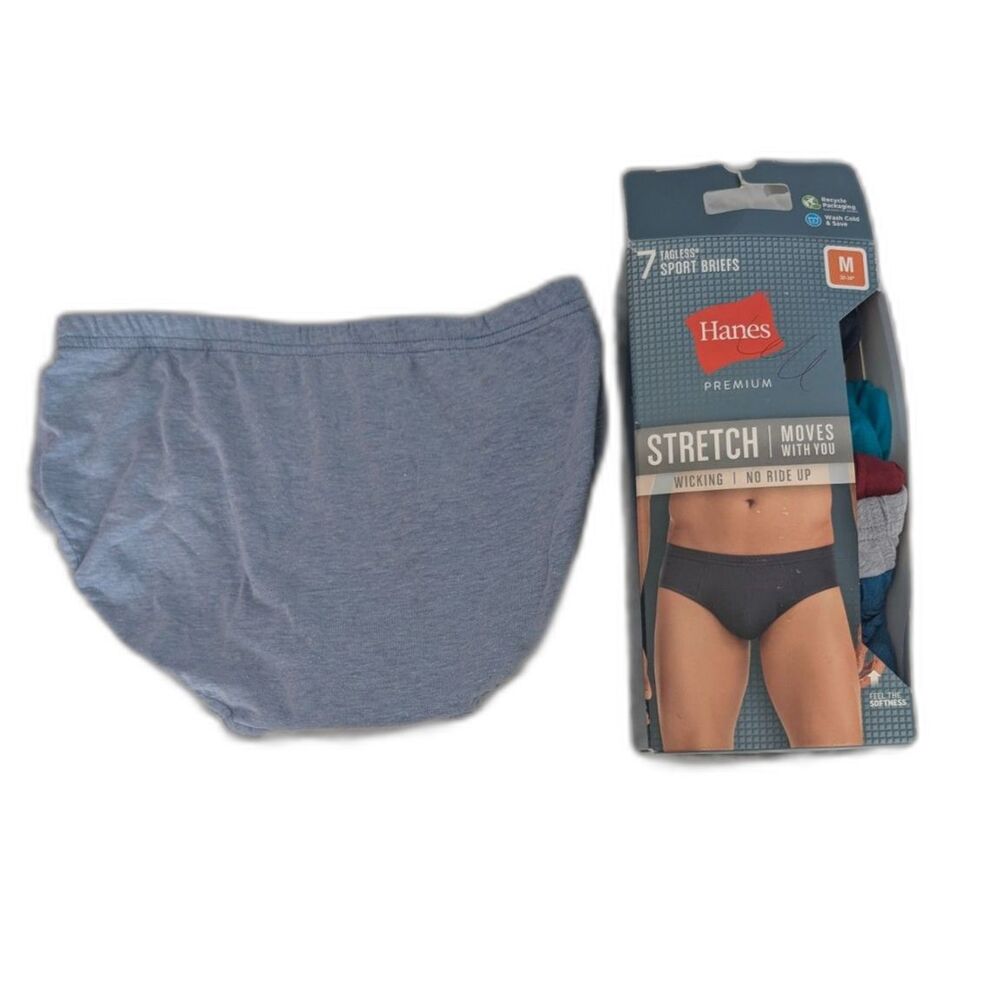 Hanes Premium Men's 7 Tagless Sport Briefs Size M (32-34) - Picture 4 of 5